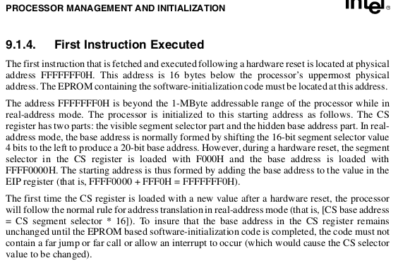 P4 first instruction executed